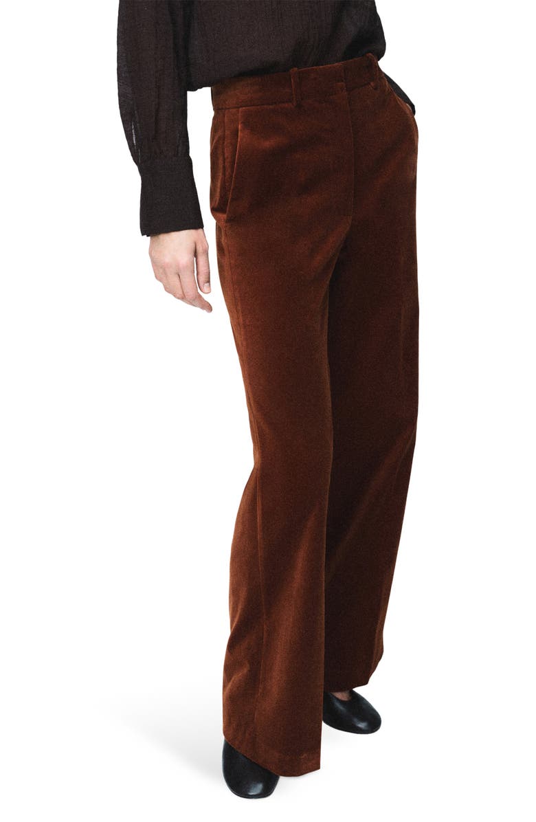 MANGO Velvet Straight Leg Pants, Main, color, Burnt Orange