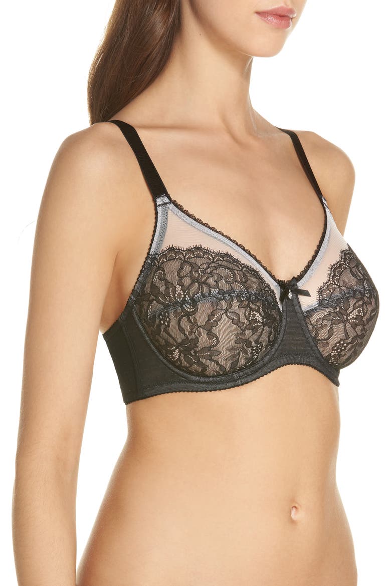 Retro Chic Full Figure Underwire Bra, Alternate, color, BLACK