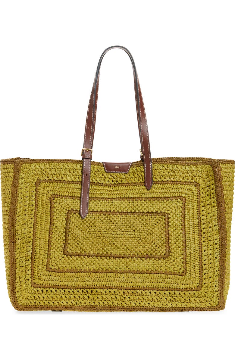 Anya Hindmarch East West Bow Raffia Tote, Alternate, color, Caper