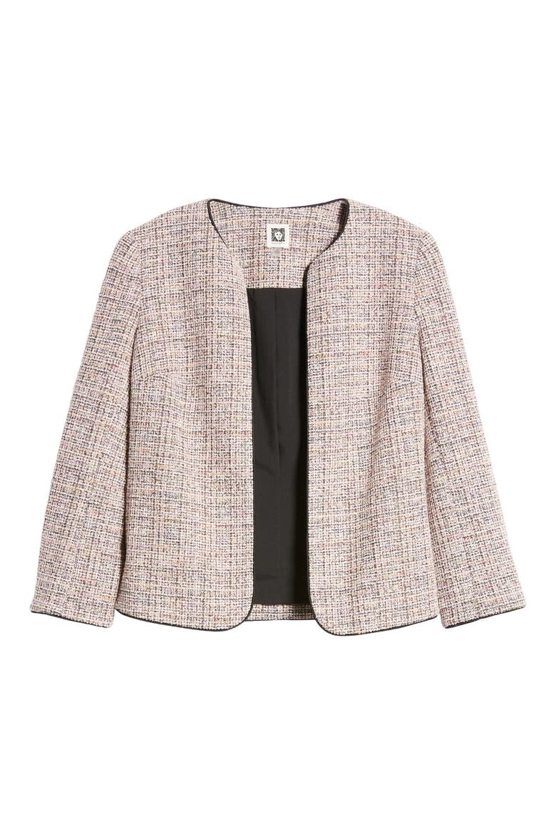 Jacquard Tweed Cardigan, Alternate, color, ANNE BLACK MULTI