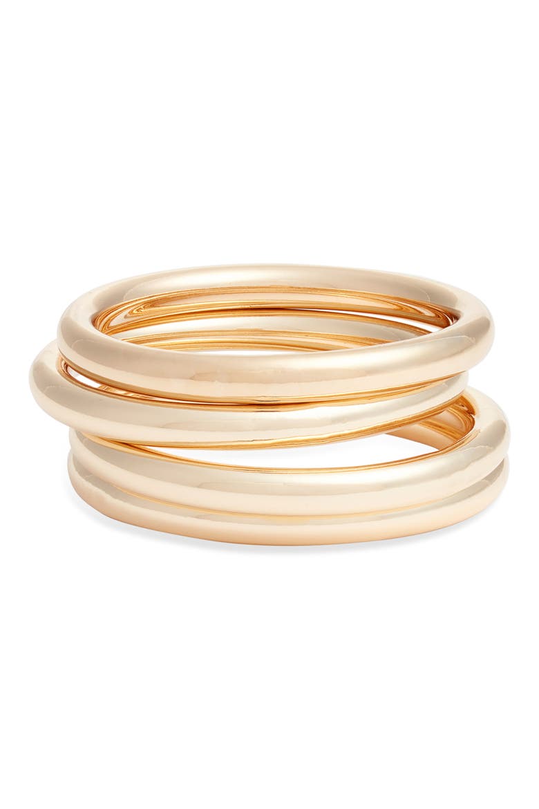 Set of 4 Polished Bangle Bracelets, Main, color, GOLD