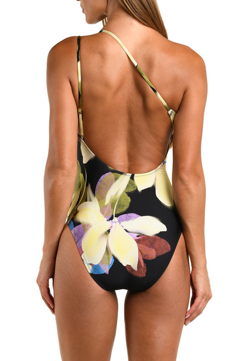 Afterglow Moderate Coverage One-Shoulder One-Piece Swimsuit, Alternate, color, BLACK MULTI