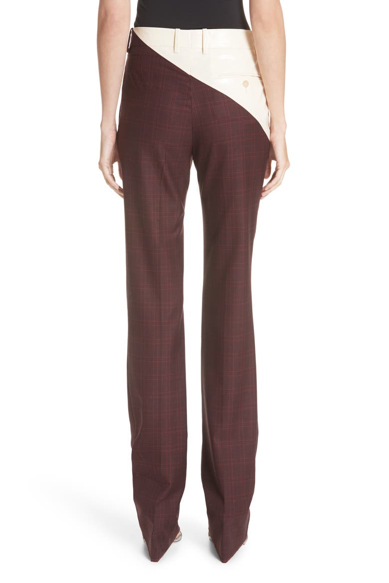 205W39NYC Coated Panel Wool & Silk Pants, Alternate, color, BURGUNDY BLACK RED CREAM