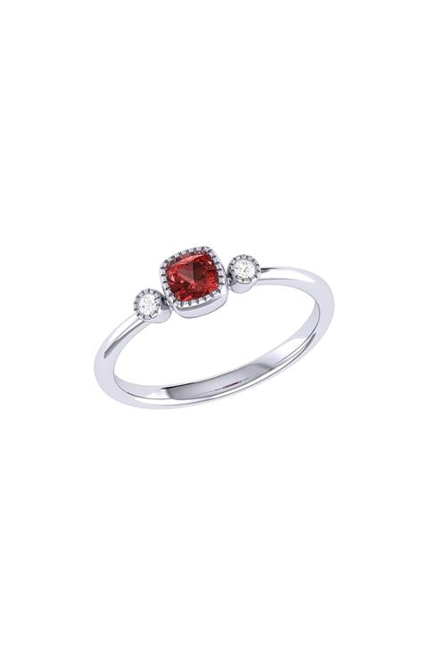 Cushion Cut Garnet & Diamond Ring