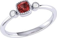 LuvMyJewelry Cushion Cut Garnet & Diamond Ring