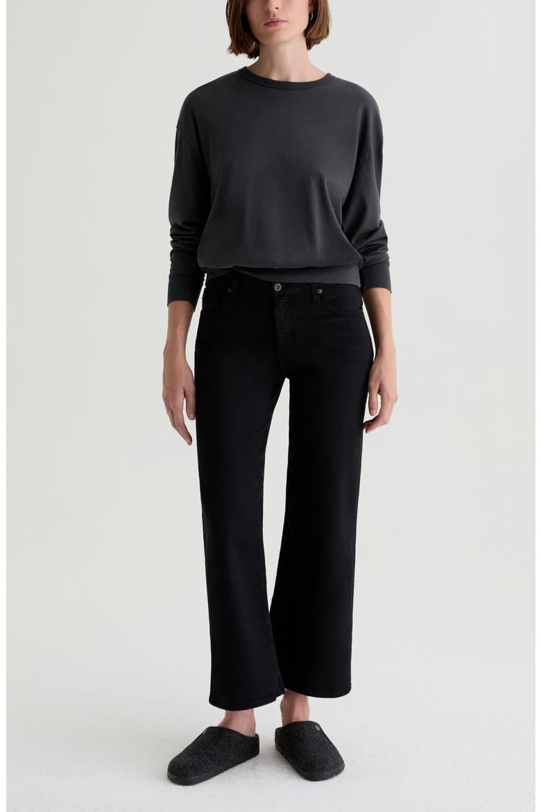 Saige Mid Rise Ankle Wide Leg Jeans, Alternate, color, SUPER BLACK