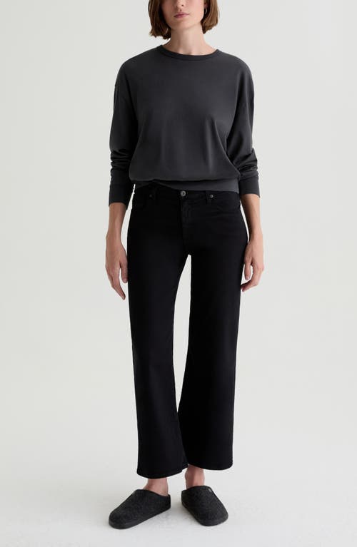 Ag Saige Mid Rise Wide Leg Cropped Jeans In Super Black In Black