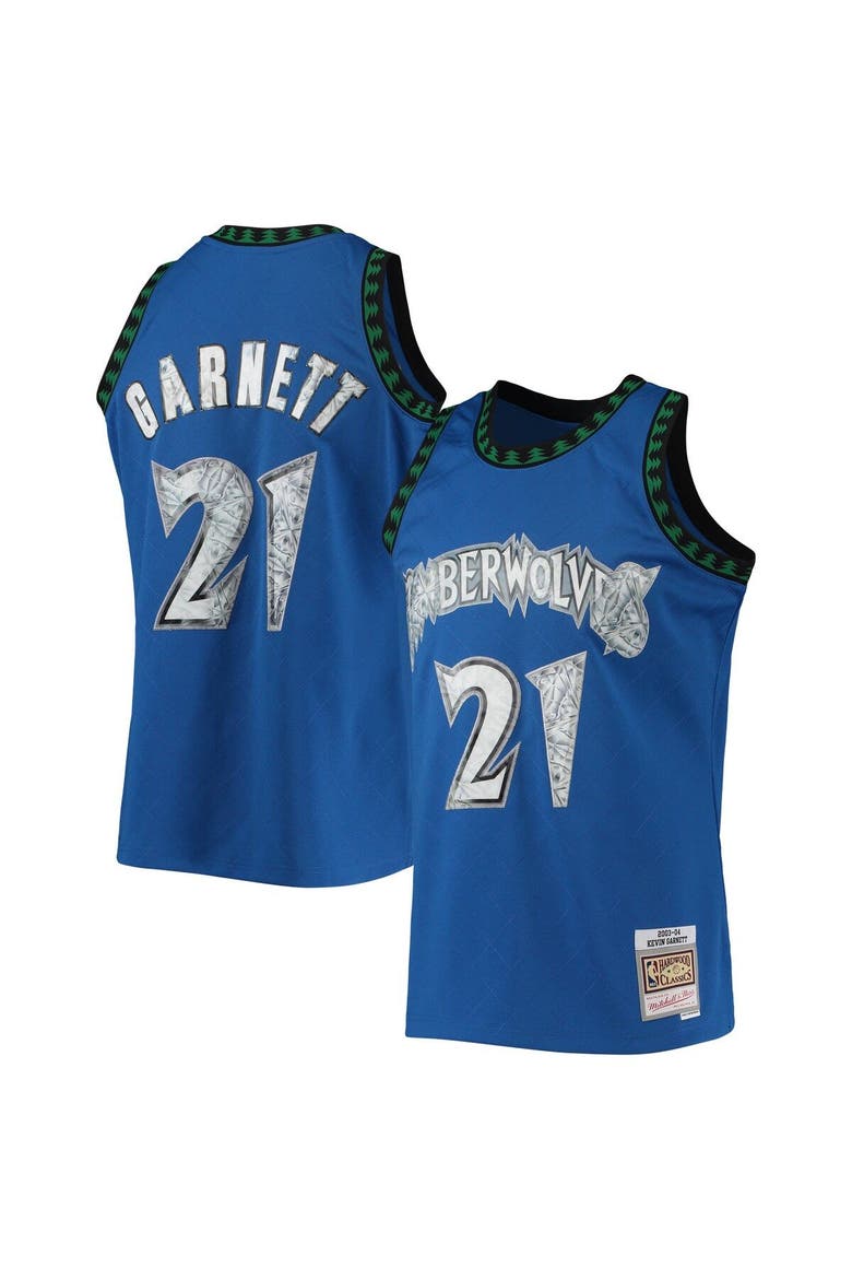 Men's Mitchell & Ness Kevin Garnett Blue Minnesota Timberwolves 2003/04 Hardwood Classics NBA 75th Anniversary Diamond Swingman Jersey, Main, color, Blue
