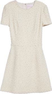 Carolina Herrera Faux Pearl Embellished A-Line Minidress