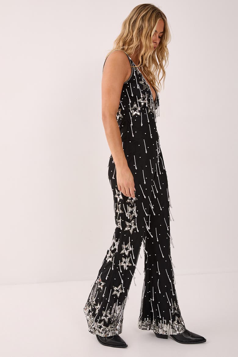 Droplet Plunge Jumpsuit, Alternate, color, Black