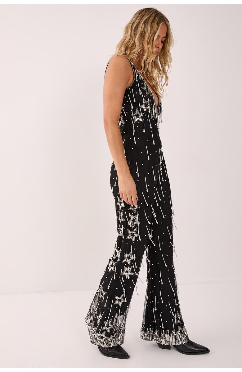 NASTY GAL Droplet Plunge Jumpsuit, Alternate, color, Black