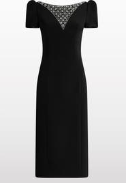 Jenny Packham Vienna Embellished Puff-Sleeve Midi Dress