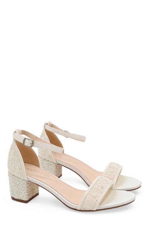 Jackie Crochet Lace Block Heel Wedding Sandals