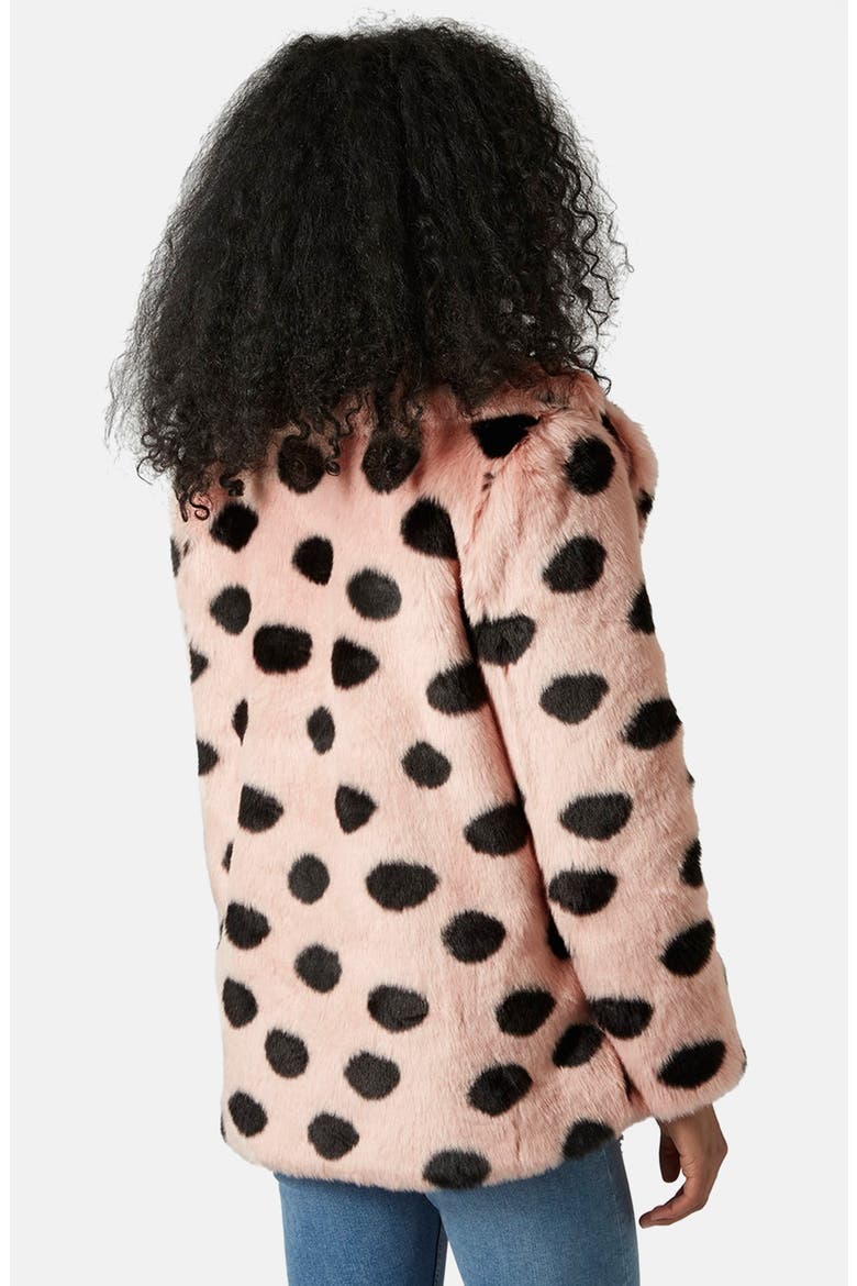 Polka Dot Faux Fur Coat, Alternate, color, PINK MULTI