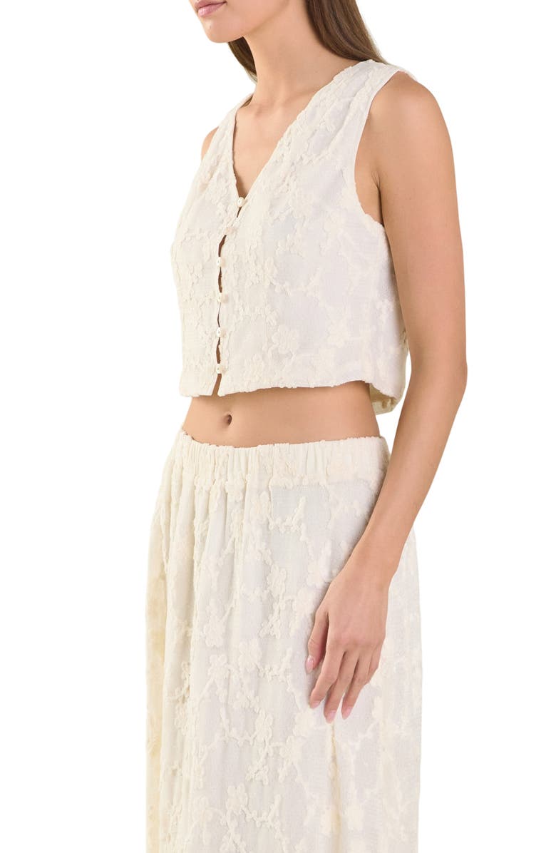 Endless Rose Floral Embroidered Crop Vest, Alternate, color, Off White