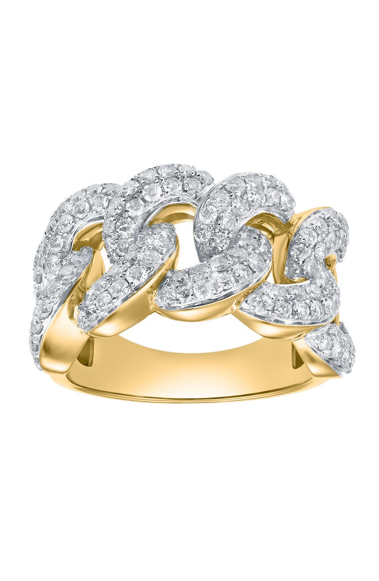 LuvMyJewelry Auralink 2.35 Cts Natural Diamond Cuban Link 14K Gold Ring, Main, color, 14K Yellow Gold