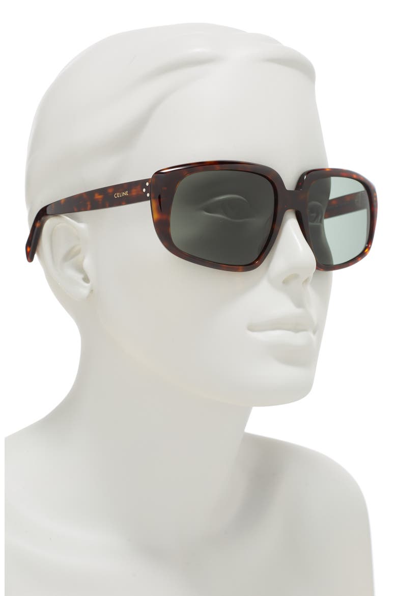 60mm Square Sunglasses, Alternate, color, RED HAVANA / GREEN