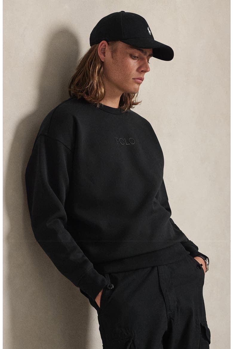 Double Knit Logo Sweatshirt, Alternate, color, POLO BLACK