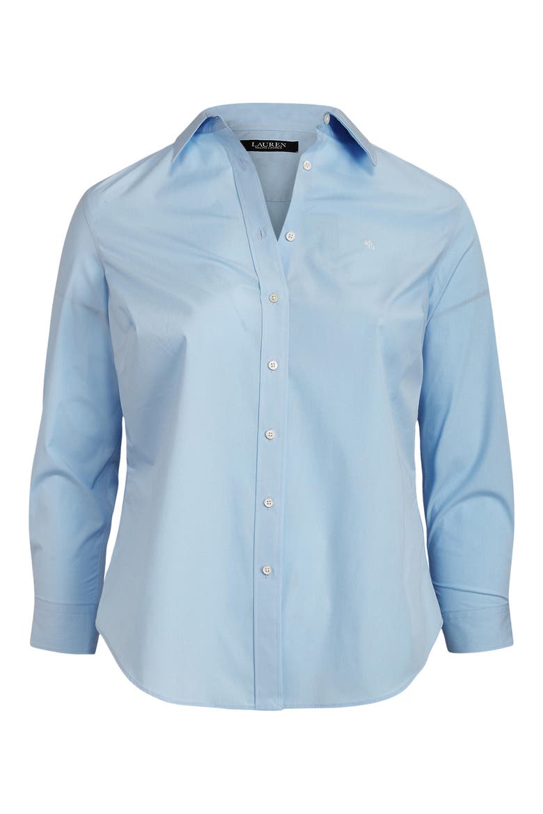 No-Iron Stretch Cotton Shirt, Alternate, color, BLUE