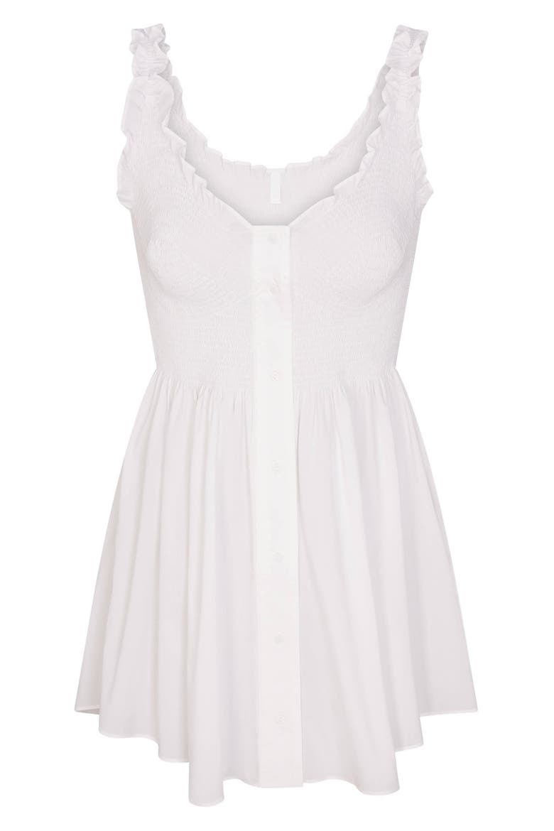 Poplin Apparel Smocked Minidress, Alternate, color, SNOW