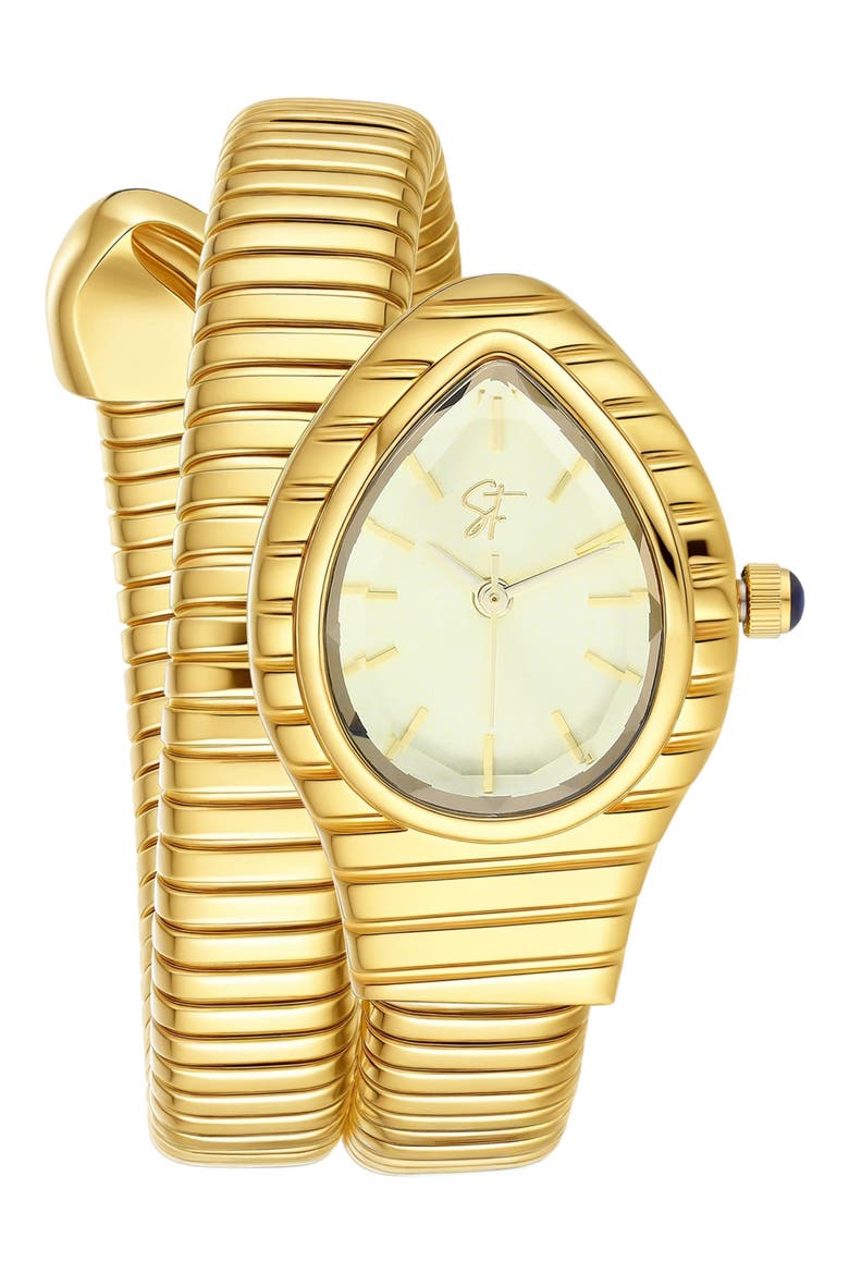 Serpentine Wraparound Bracelet Watch, 12.7mm x 25.4mm, Main, color, GOLD