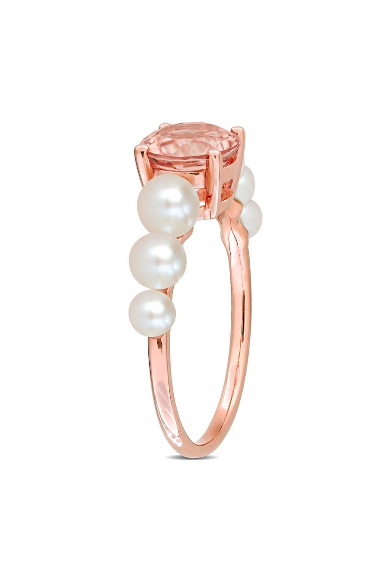 Morganite & Cultured Pearl Ring 10k, Alternate, color, Morganite
