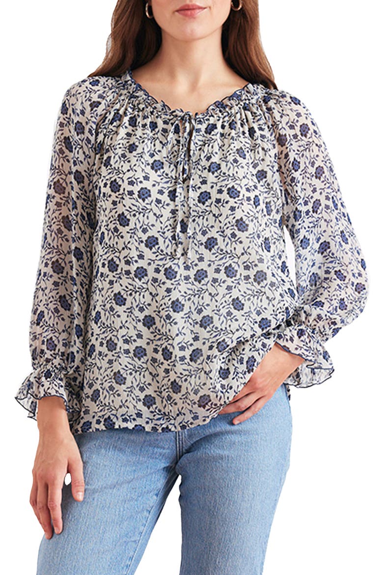 Esme Long Sleeve Top, Main, color, Sapphire Vines