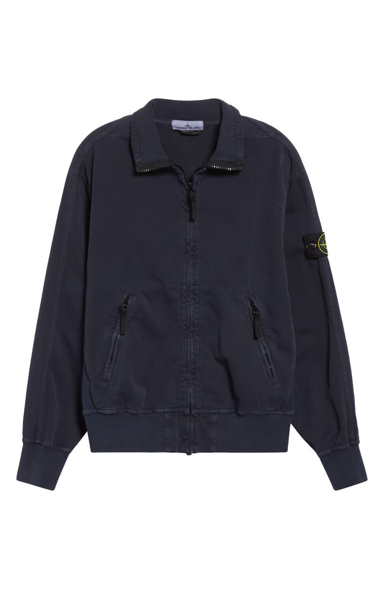 Stone Island Organic Cotton Fleece Zip Track Jacket, Alternate, color, V0126 Ink