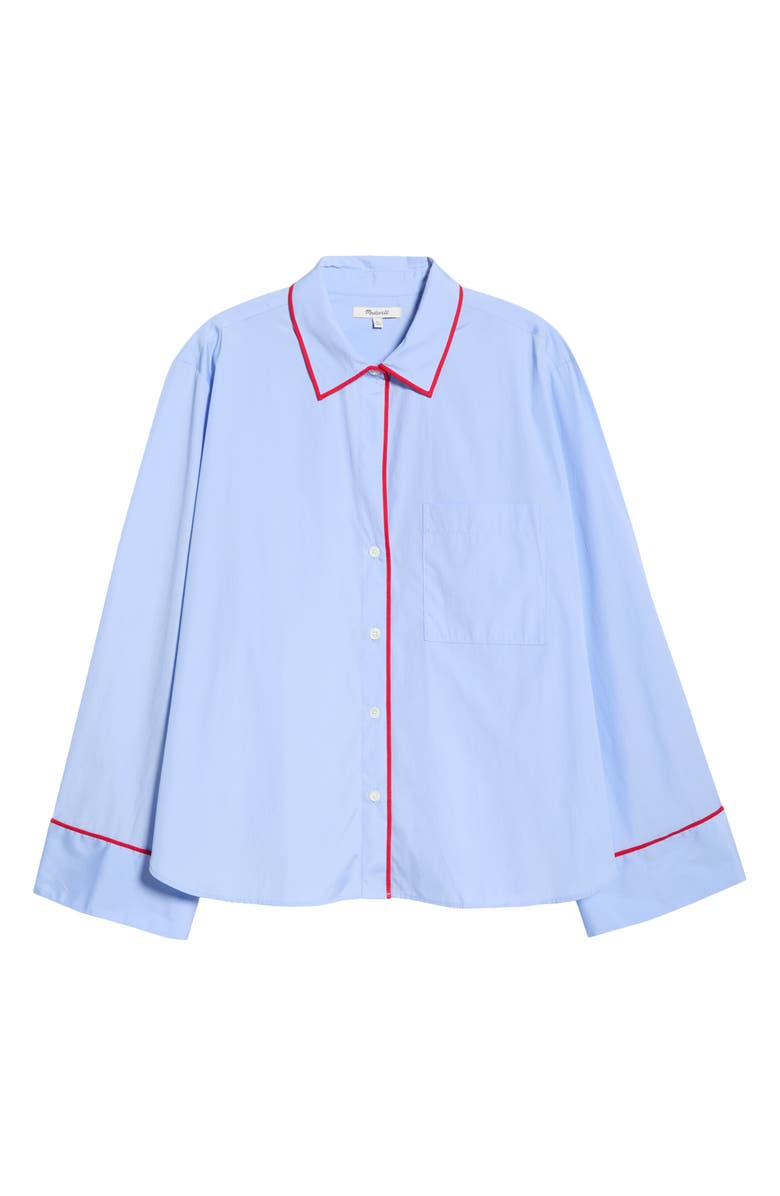 Madewell Poplin Button-Up Pajama Shirt, Main, color, Tranquil Blue