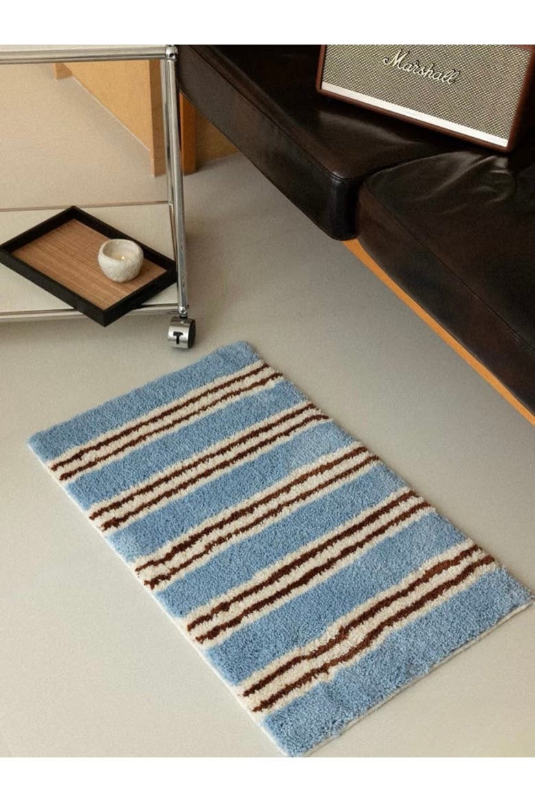 Ultra Soft Retro Stripe Bath Rug, Alternate, color, Blue