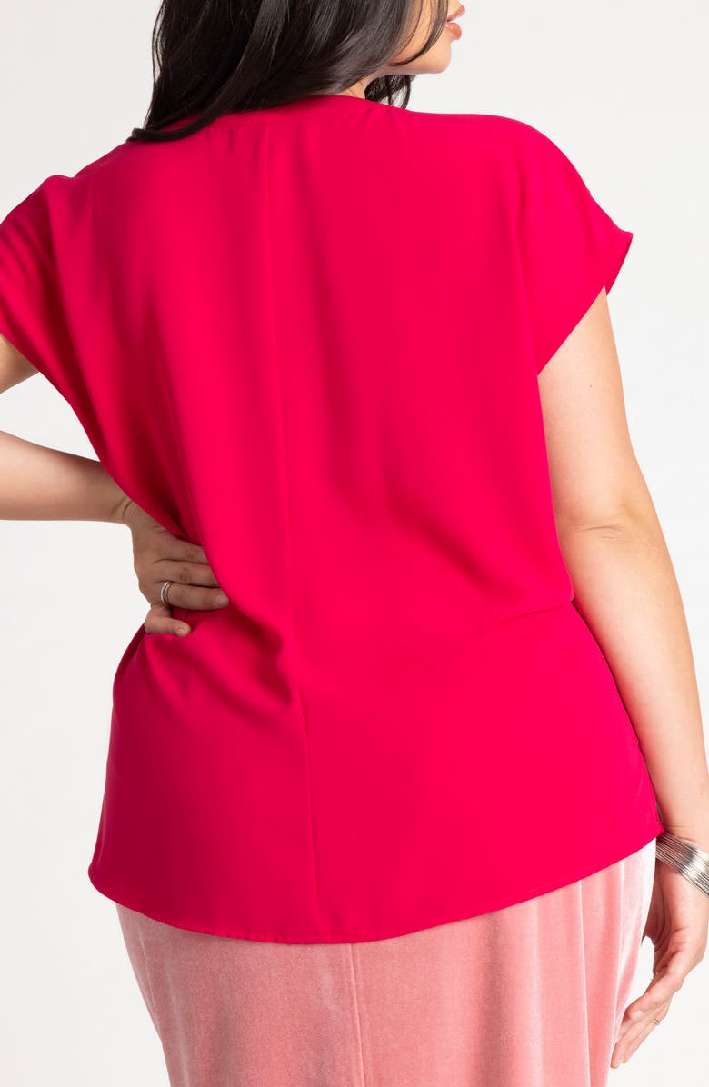 ELOQUII Short Sleeve Band Collar Shirt, Alternate, color, 