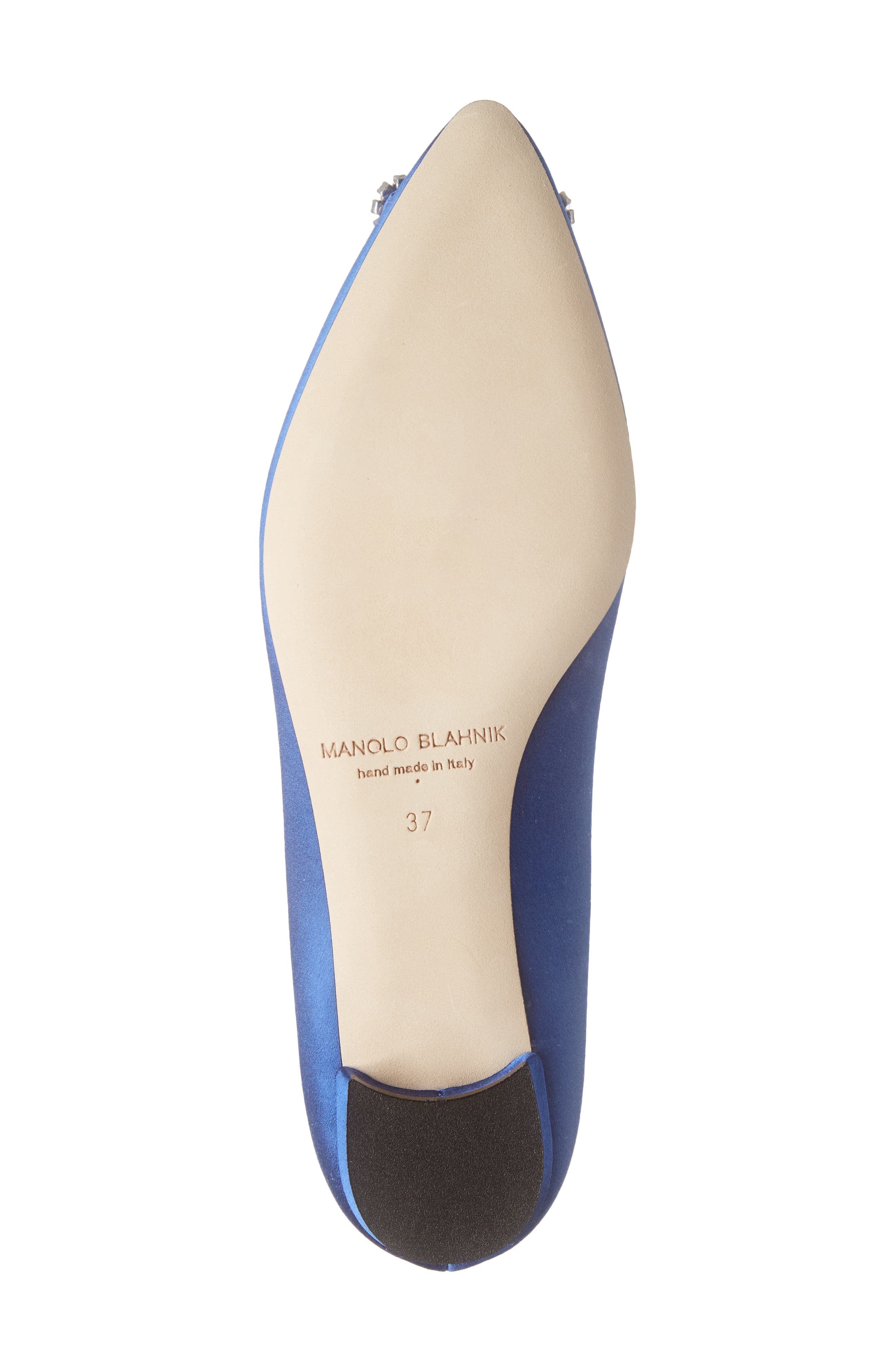 Manolo Blahnik Hangisi Crystal Buckle Flat, Alternate, color, Blue