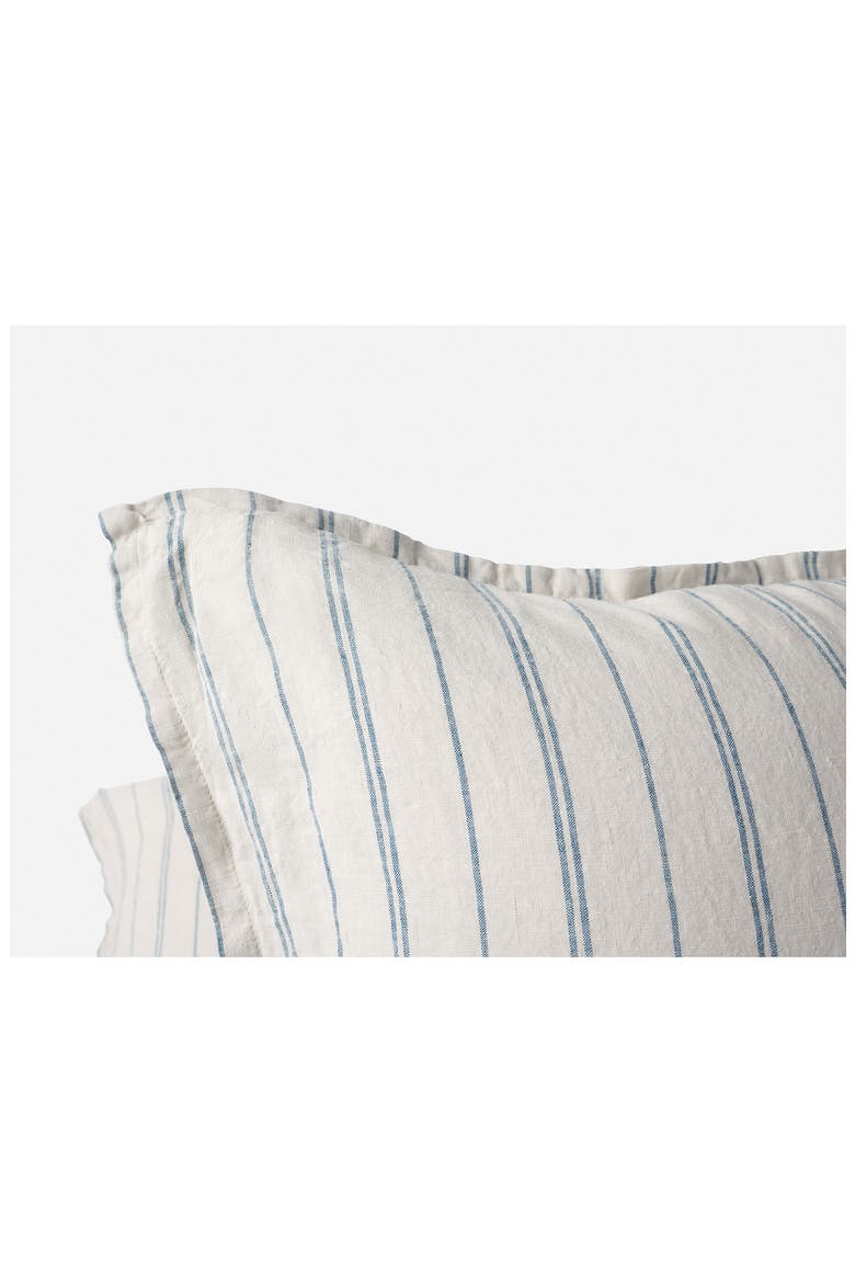Relaxed Organic Linen Accent Pillow, Alternate, color, FOG CHAMBRAY INDIGO STRIPE