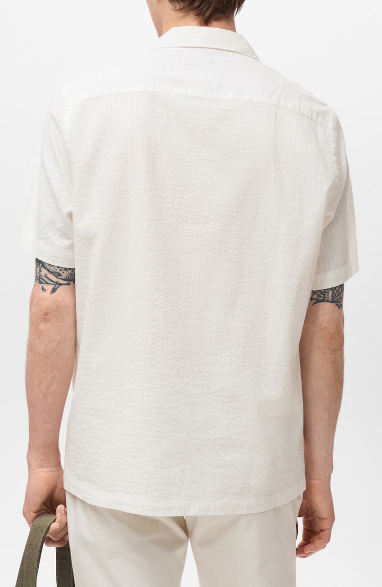 MANGO Regular Fit Seersucker Camp Shirt, Alternate, color, Off White
