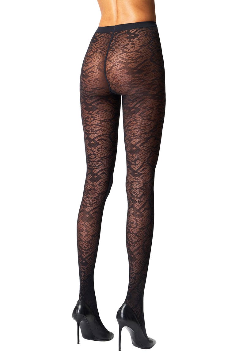Snakeskin Tights, Alternate, color, BLACK