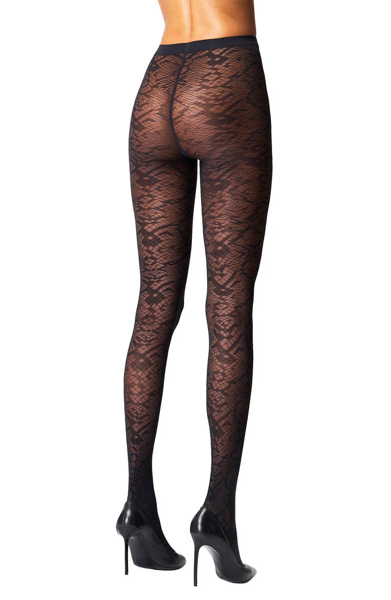 Wolford Snakeskin Tights, Alternate, color, Black