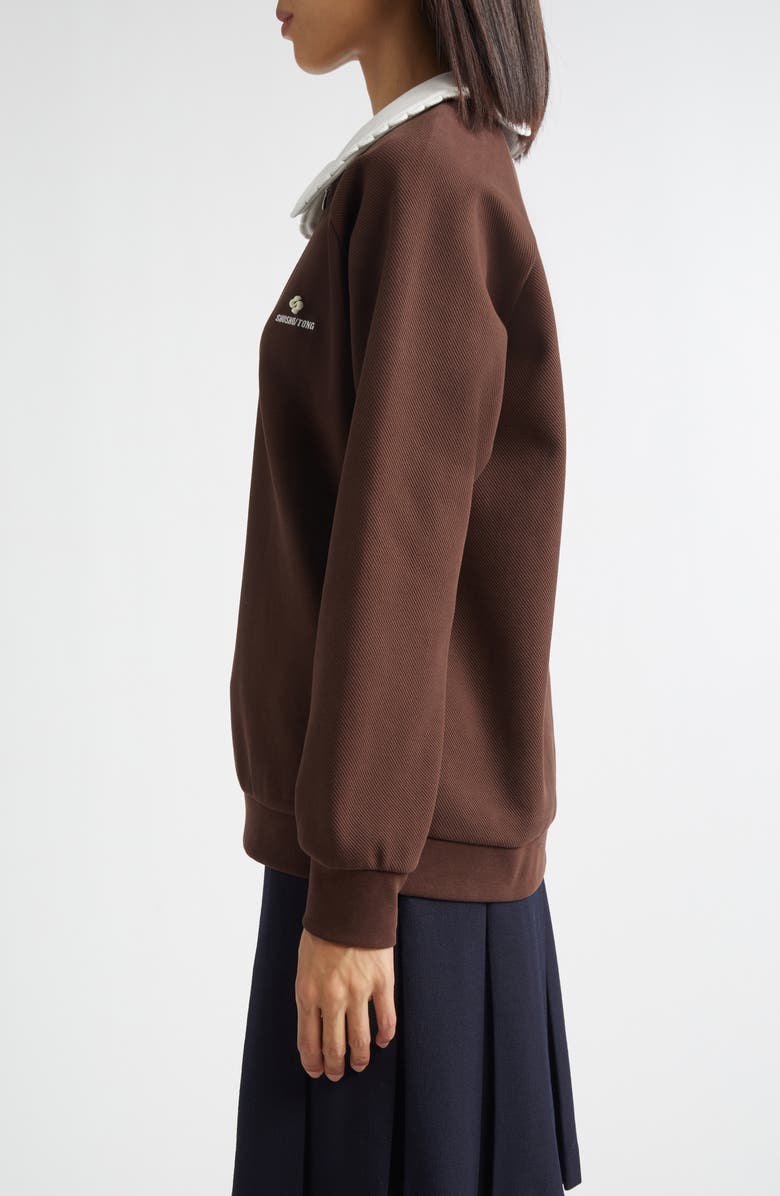 Shushu/Tong Doll Collar Oversize Half Zip Sweatshirt, Alternate, color, Brown