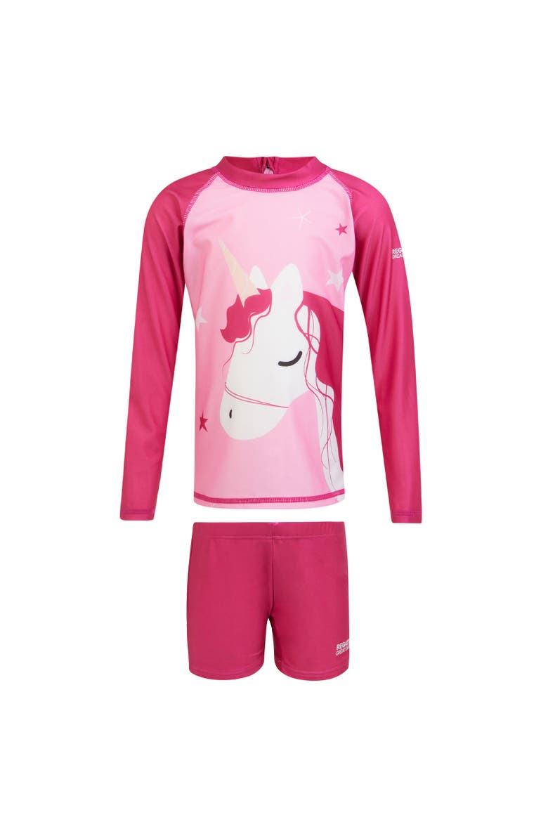 Childrens/Kids Luna The Unicorn Rash Guard, Main, color, Sweet Pink