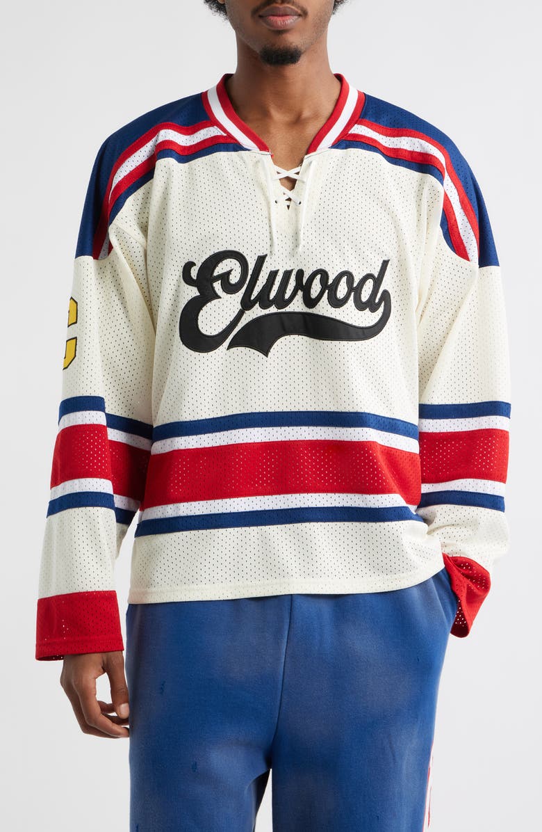 Elwood Oversize Mesh Hockey Jersey, Main, color, Off White