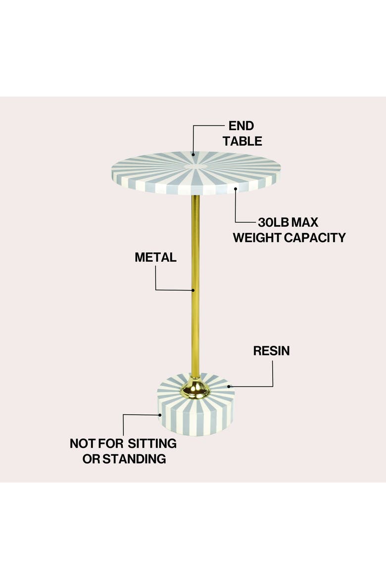 Calix Art Deco Metal/Resin Sunburst Round Drink Table, Alternate, color, Gray/White