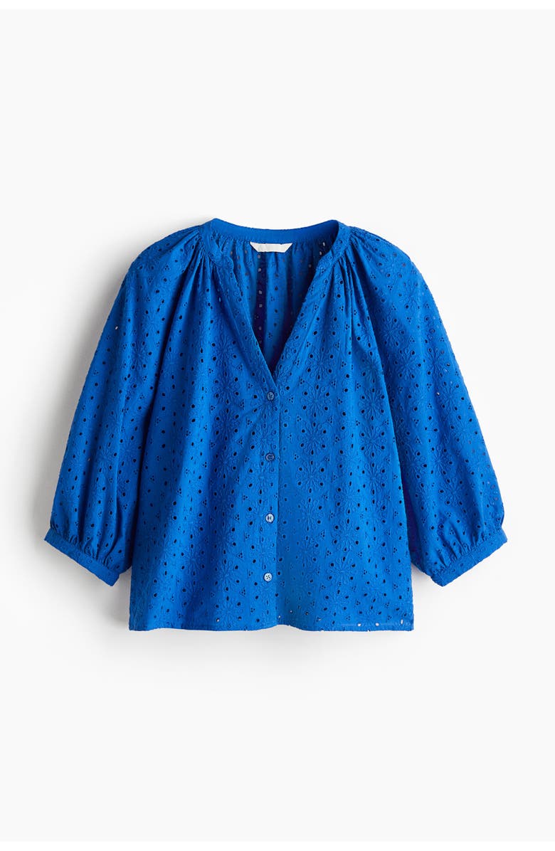 H&M Broderie Anglaise Blouse, Main, color, Blue