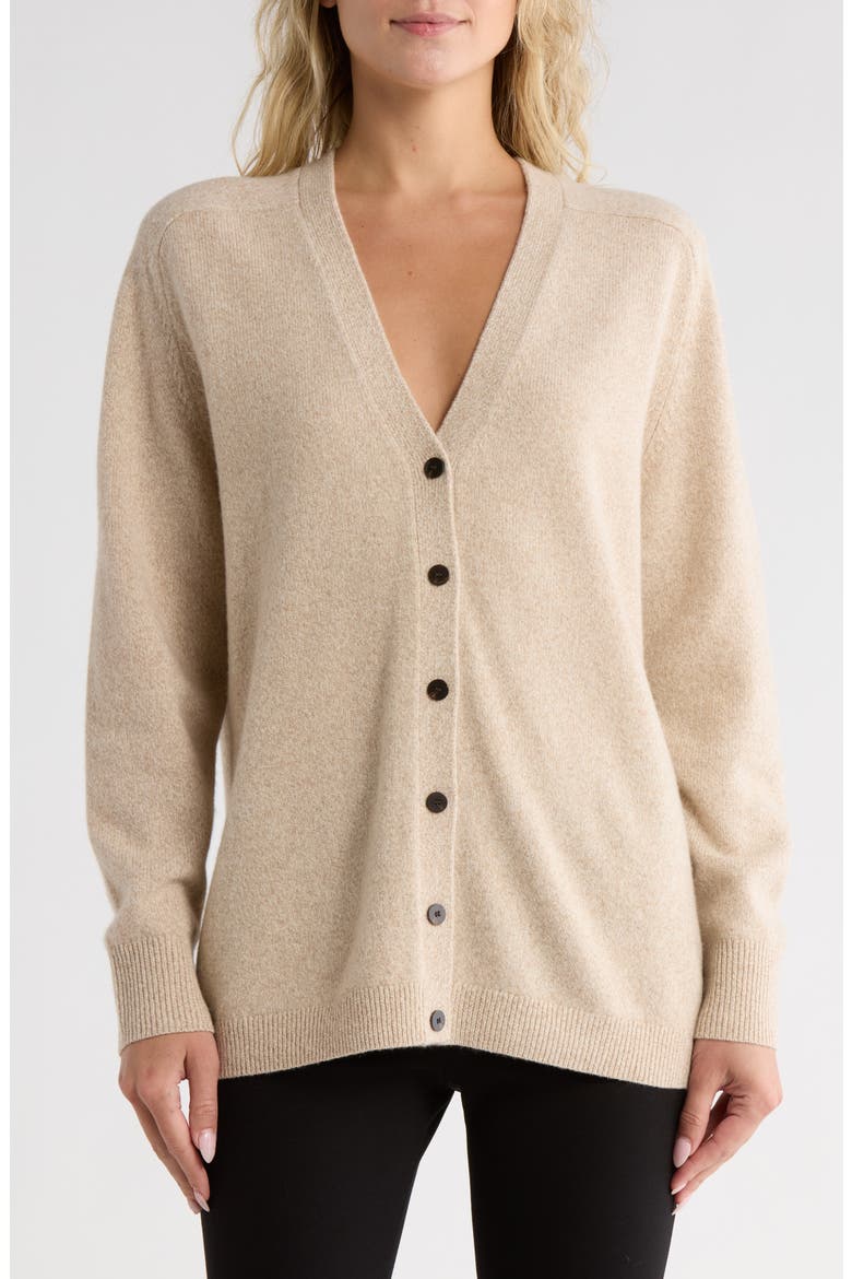 Karenia Wool & Cashmere Blend Cardigan, Main, color, BEIGE MOULINE