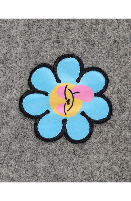 Marc Jacobs Daisy Appliqué Merino Wool Blend Scarf In Gray