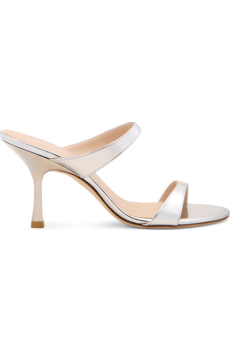 Stuart Weitzman Nudist Metallic Slide Sandal, Alternate, color, Silver