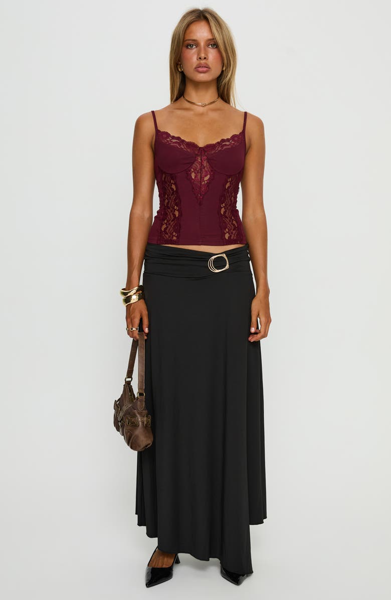 Princess Polly Nola Hardware Detail Cotton Blend Maxi Skirt, Alternate, color, 