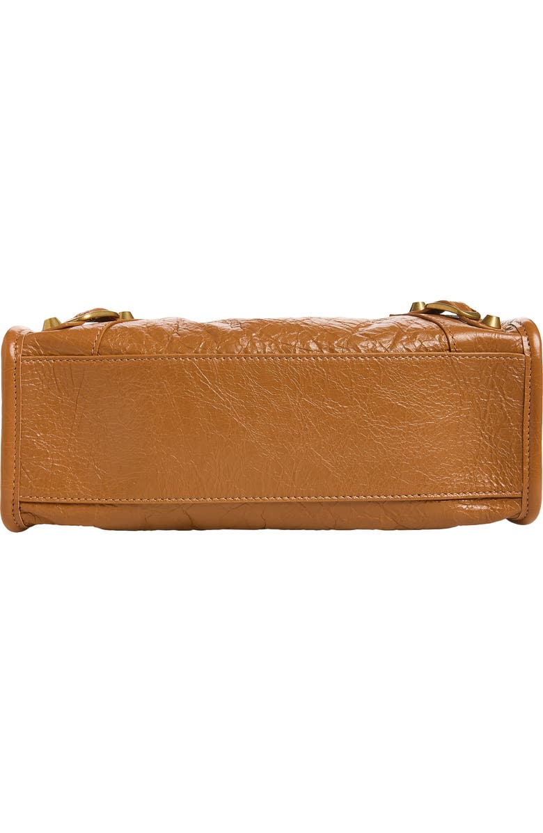 Balenciaga Mini Le City Crinkle Leather Top Handle Bag, Alternate, color, 2630 Camel