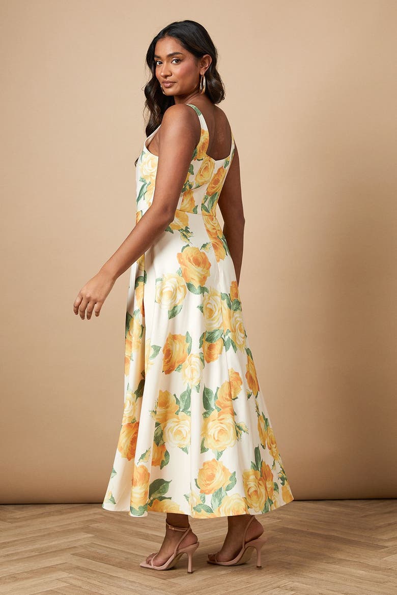 Floral Square Neck Maxi Dress, Alternate, color, Ivory