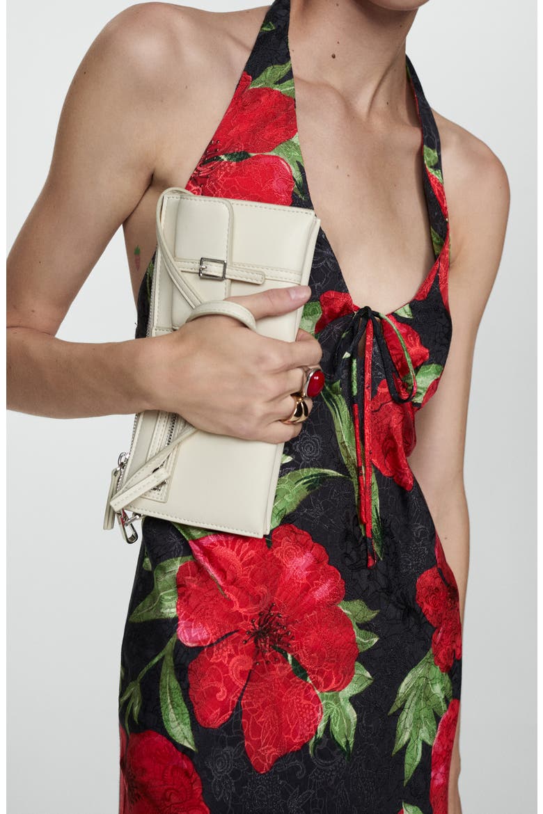 Mati Floral Halter Maxi Dress, Alternate, color, BLACK