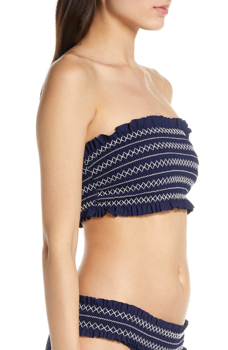 Tory Burch Costa Embroidered Bandeau Bikini Top, Alternate, color, 