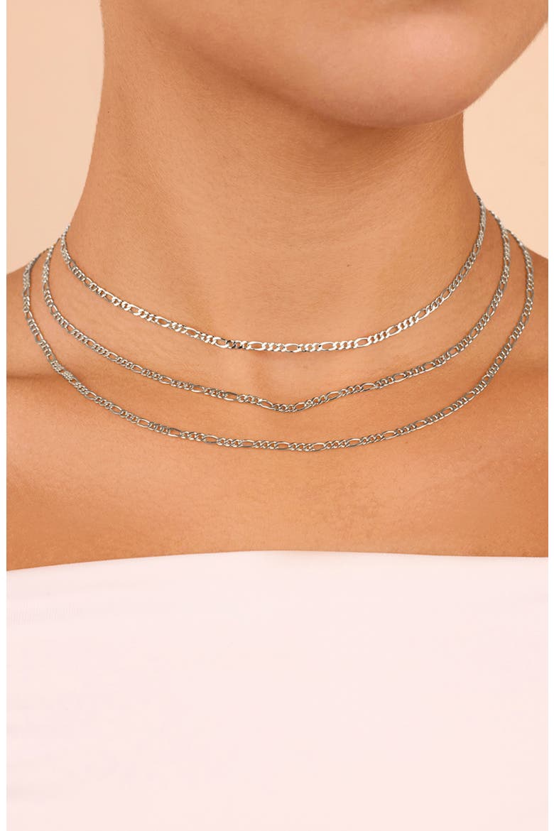 Figaro Chain Necklace, Alternate, color, SILVER